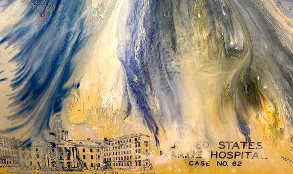 close up of the painting untitled (united states marine hospital) by the artist Firelei Baéz.