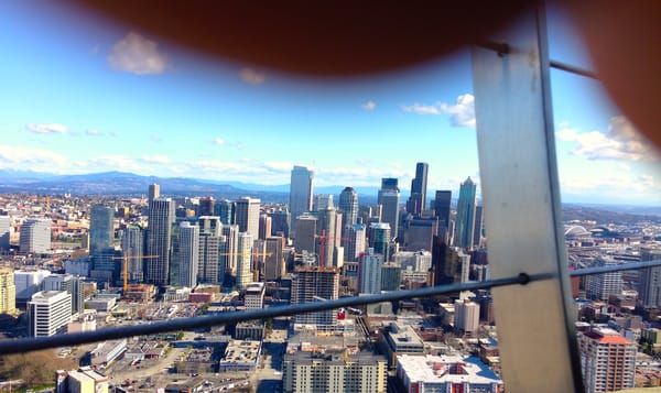 view of the seattle skyline plus fingertips