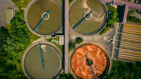 an overhead view of the Werdhölzli wastewater treatment plant in Switzerland.