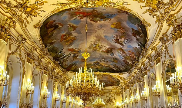 the main ballroom of the schönbrunn palace in vienna, austria.