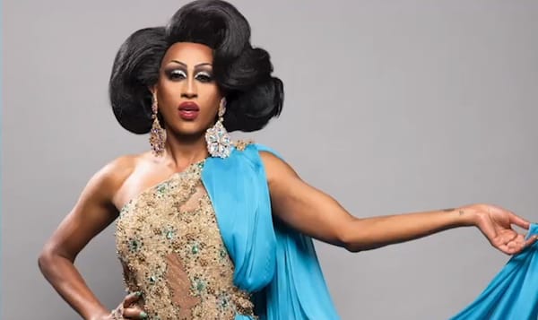 Priyanka, a drag queen on Canada's Drag Race. she describes her heritage as Indo-Caribbean. in this photo, Priyanka is wearin