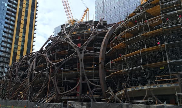 three spheroid buildings still under construction