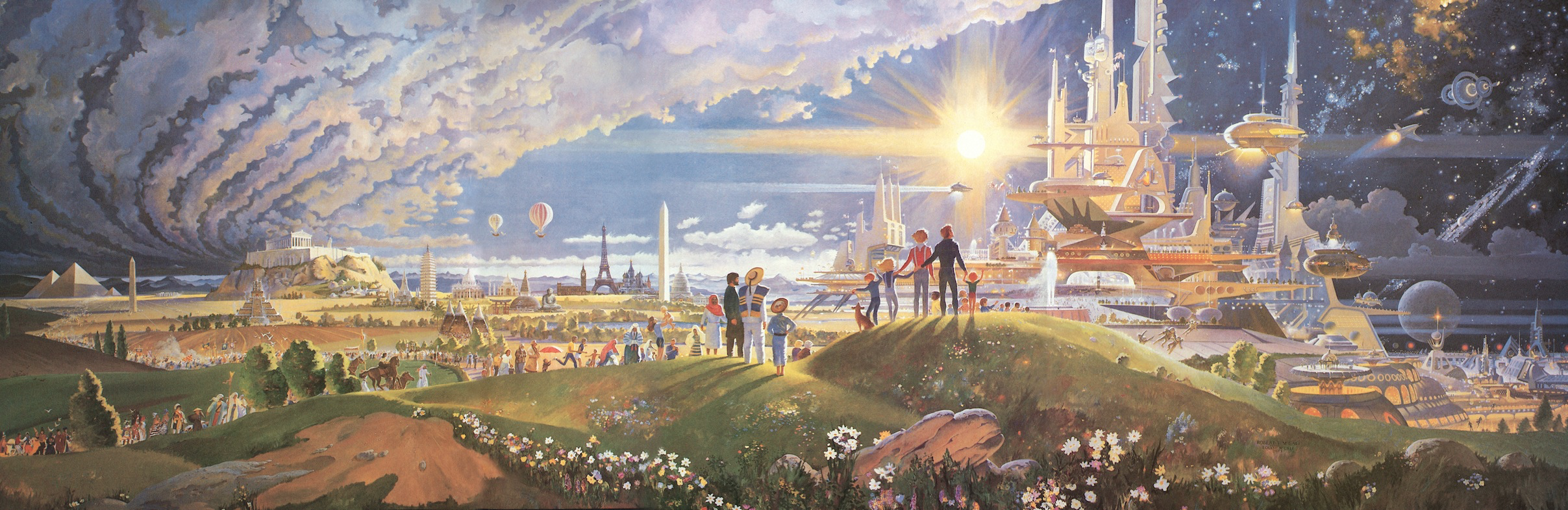 a painting by Robert McCall titled “The Prologue and the Promise”.