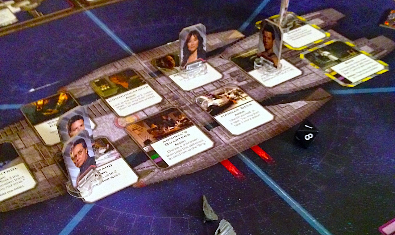 close-up of the battlestar galactica board game