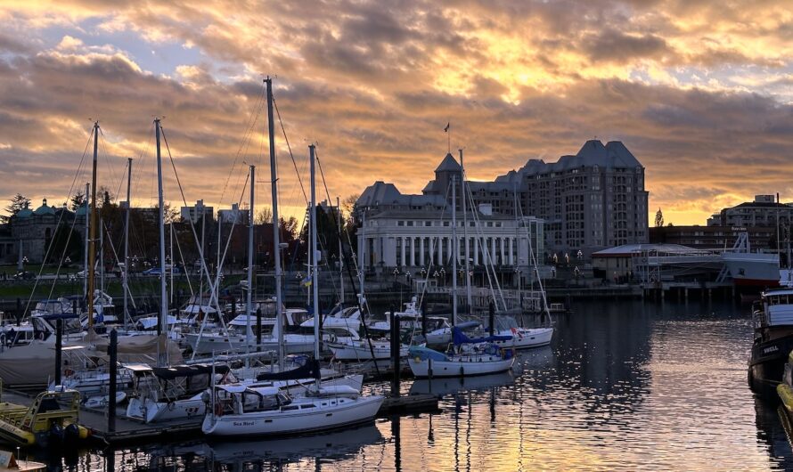 boats in a harbor in victoria, b.c.