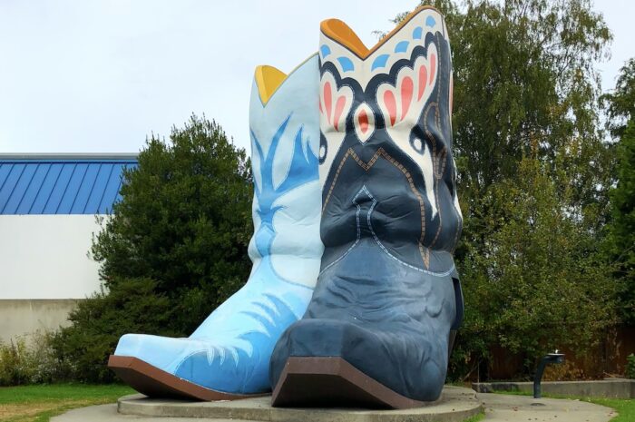 a very giant pair of boots at seattle's hat and boots park