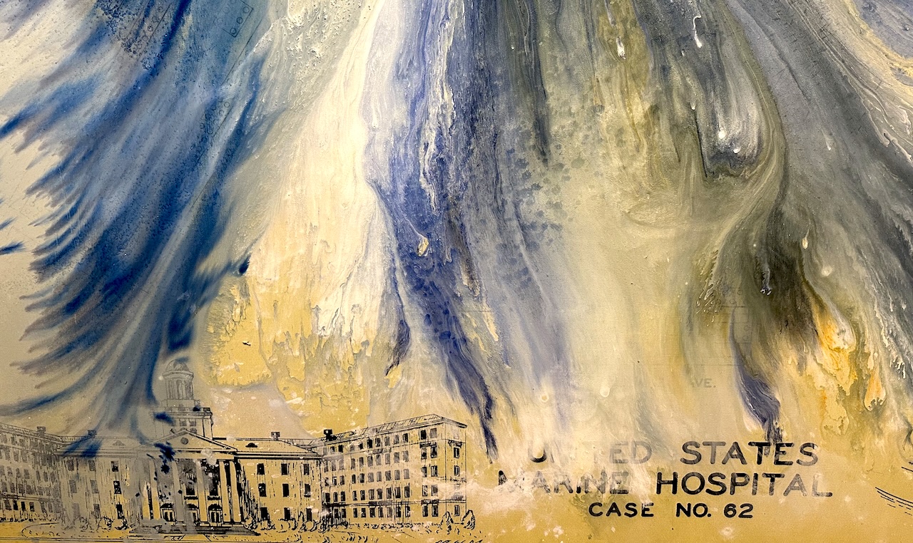 close up of the painting Untitled (United States Marine Hospital) by the artist Firelei Baez.